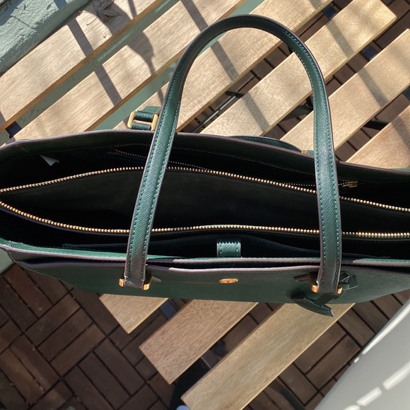Tory Burch Large Saffiano Leather Tote in Pine Green - Picture 2 of 7